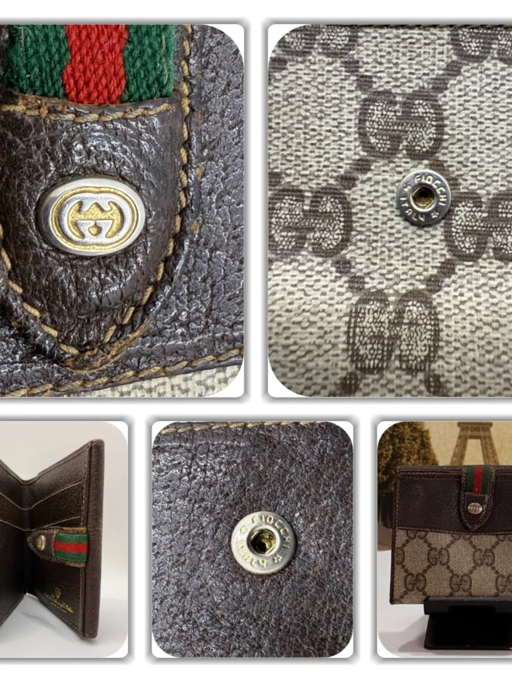 REGAL GUCCI GG MONOGRAM ANNIVERSARY COLLECTION GREEN & RED WEB STRIPE WALLET! - Picture 4 of 17